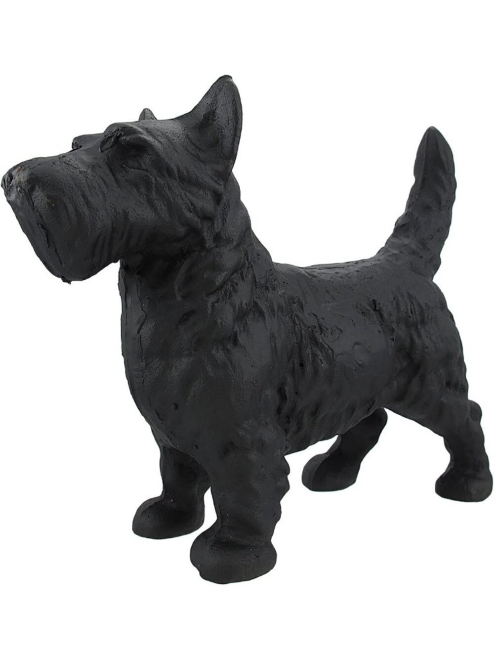 Charming Black Enamel Scottish Terrier Dog Statue | Cast Iron Home Decor Accent